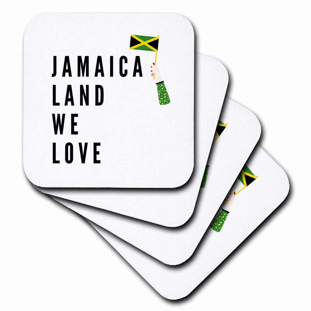 3dRose Image of The Words Jamaica Land we Love with Jamaican Flag - Coasters (cst-361809)