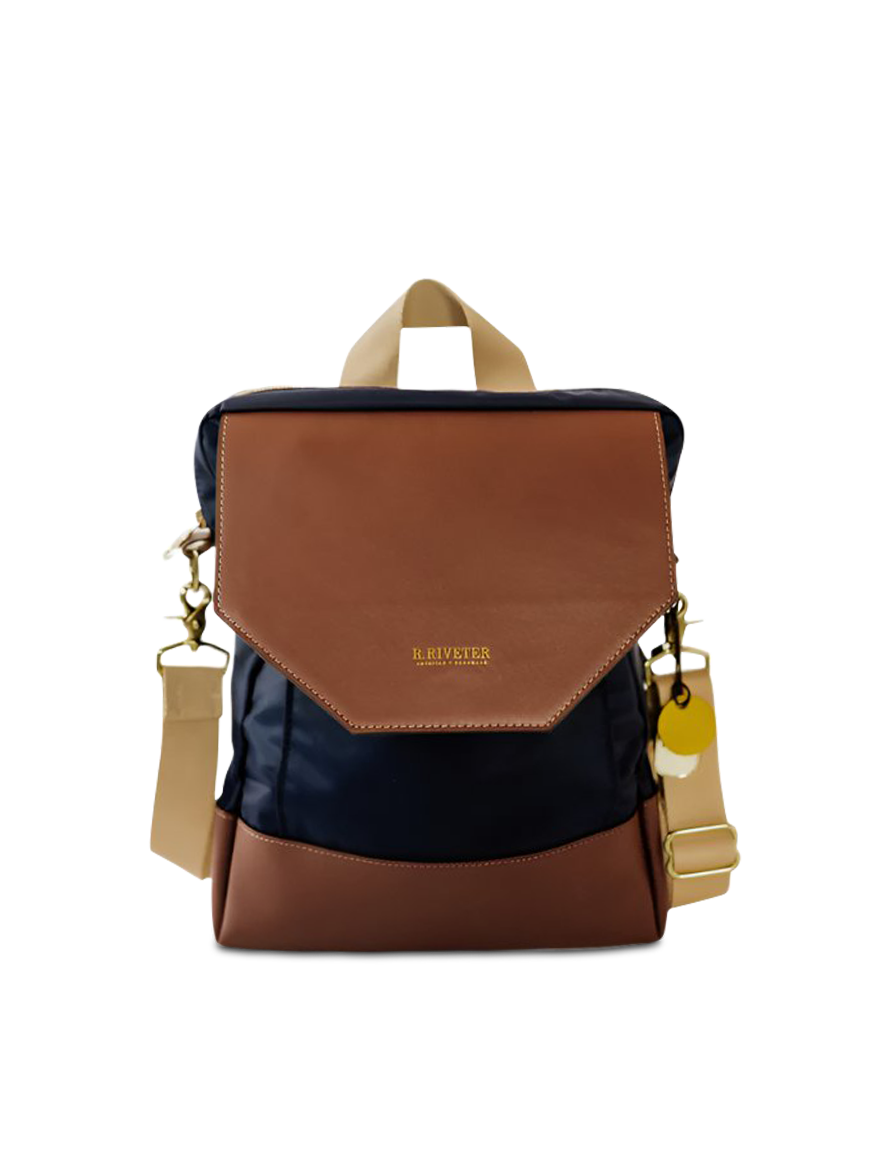 Corbin | Navy Nylon + Brown Leather