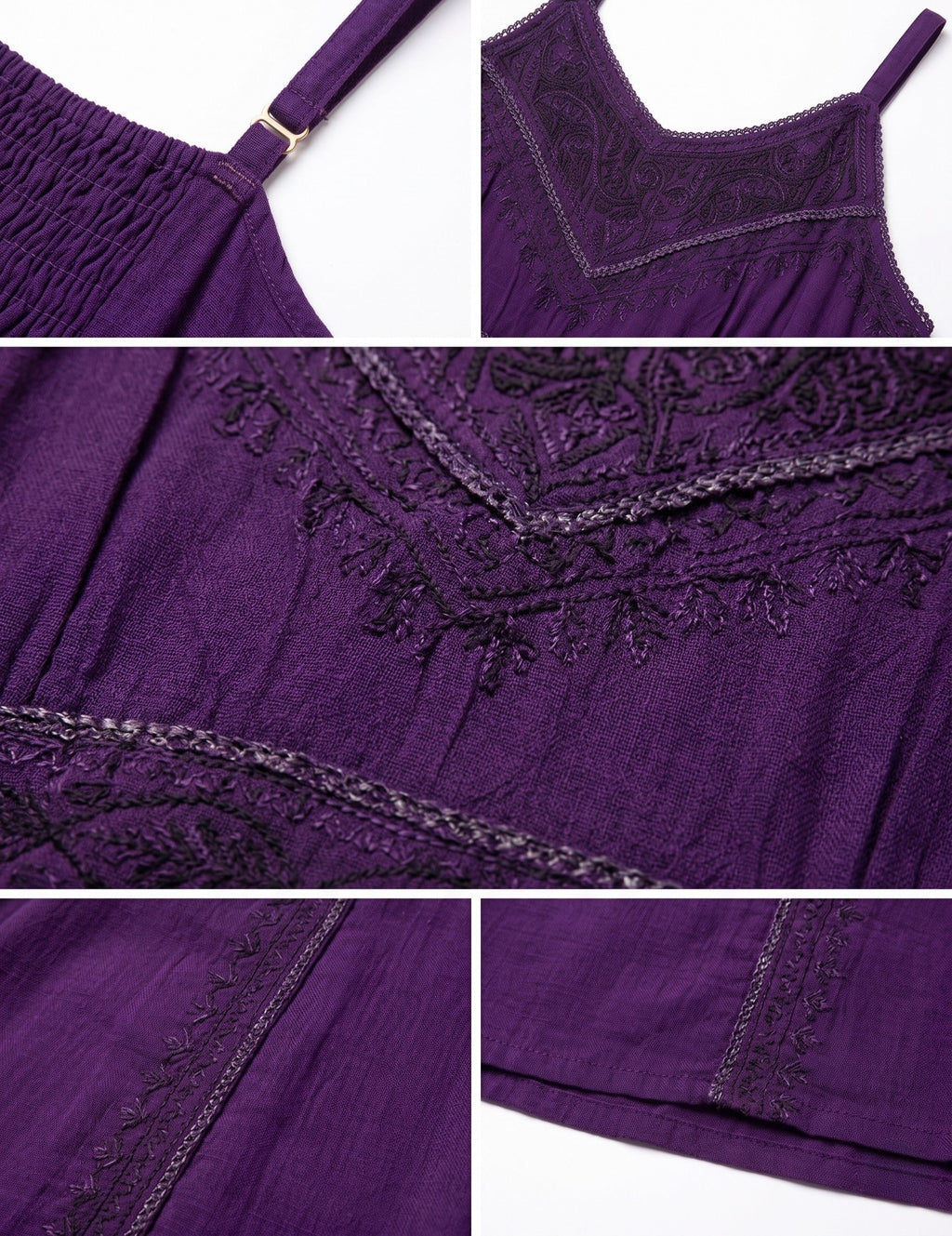 Sakkas Markay Short Mid Length Spaghetti Strap Sleeveless Embroidered Batik Dress
