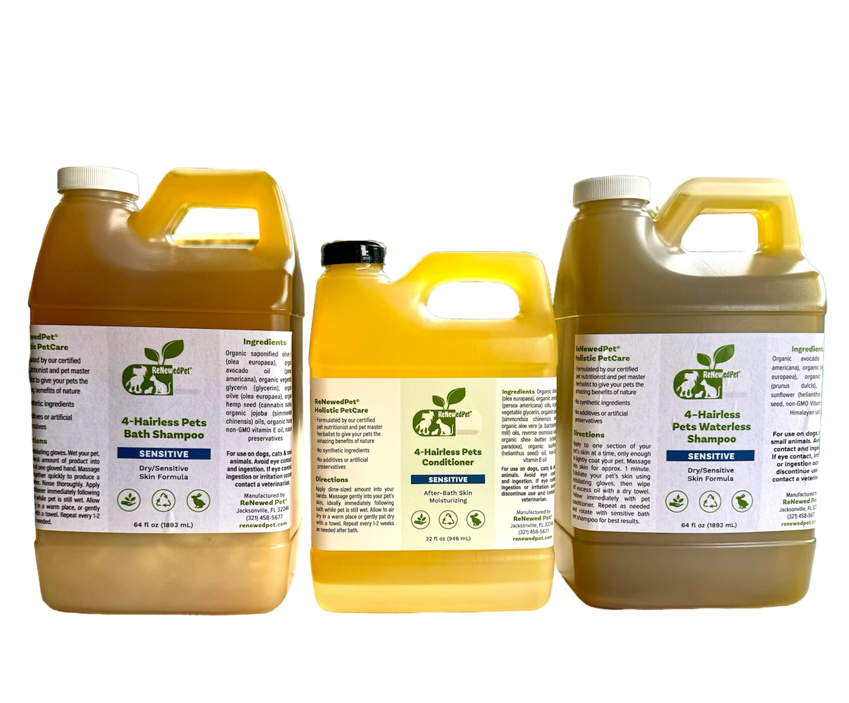 4-HAIRLESS PETS SENSITIVE SHAMPOO, WATERLESS & CONDITIONER KIT