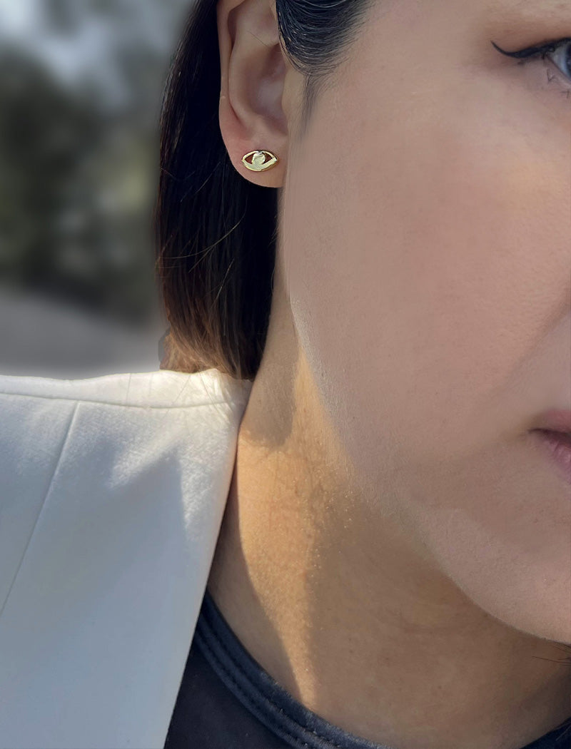 EVIL EYE Stud Earrings | 18K Gold Over Sterling Silver
