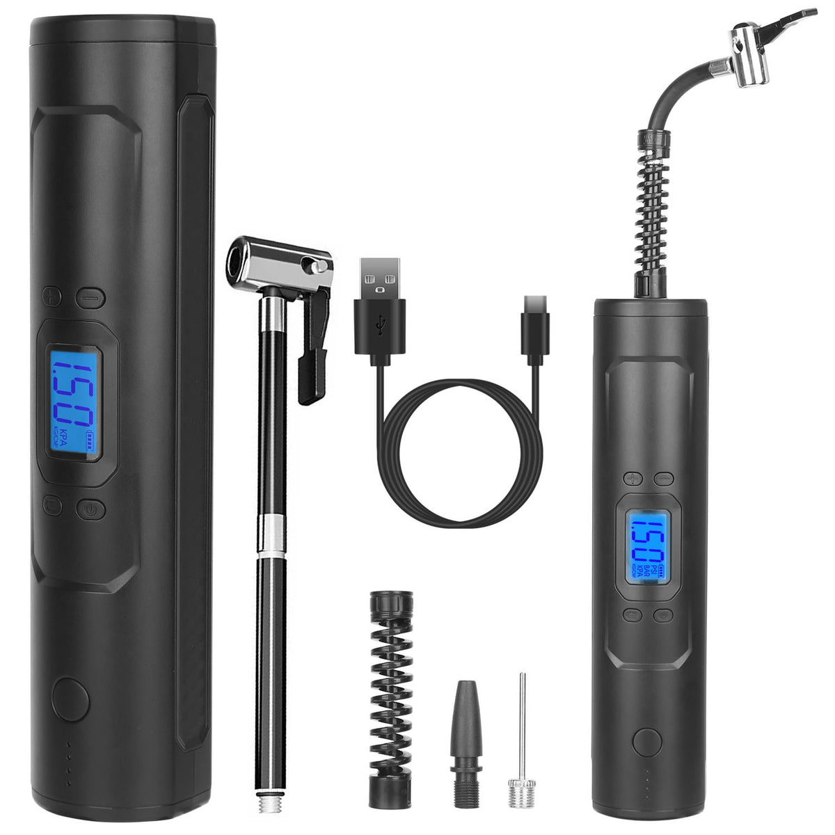 Cordless Car Tire Inflator, 150 PSI, LED Light & Power Bank