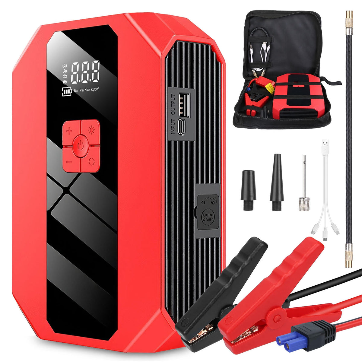 12V Car Jump Starter with Air Compressor, 1500A