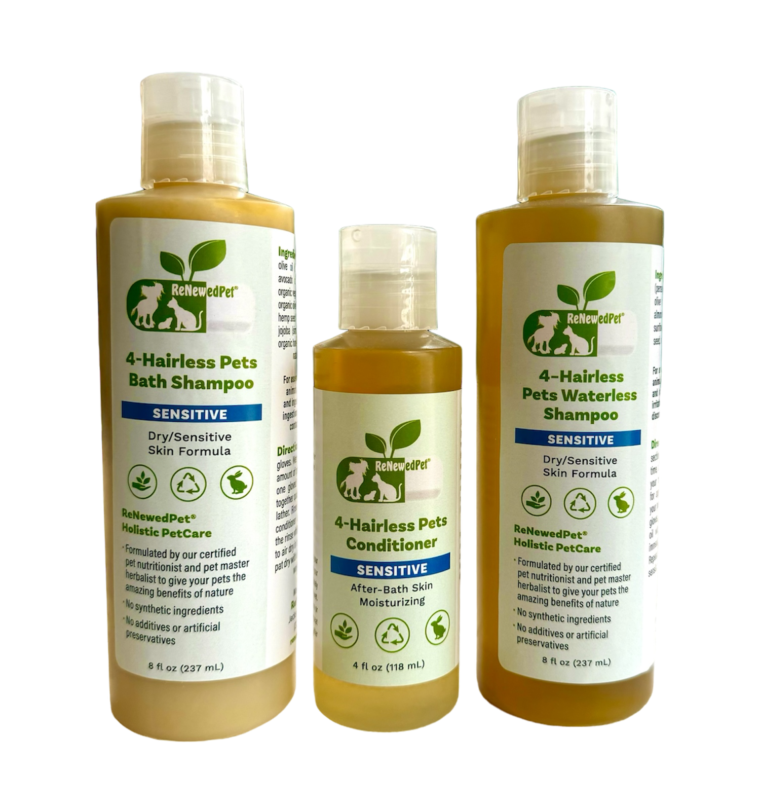 4-HAIRLESS PETS SENSITIVE SHAMPOO, WATERLESS & CONDITIONER KIT