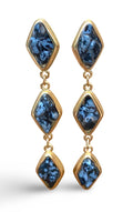 Natural Snow Obsidian and Silver Tier Drop Earrings by The Urban Charm