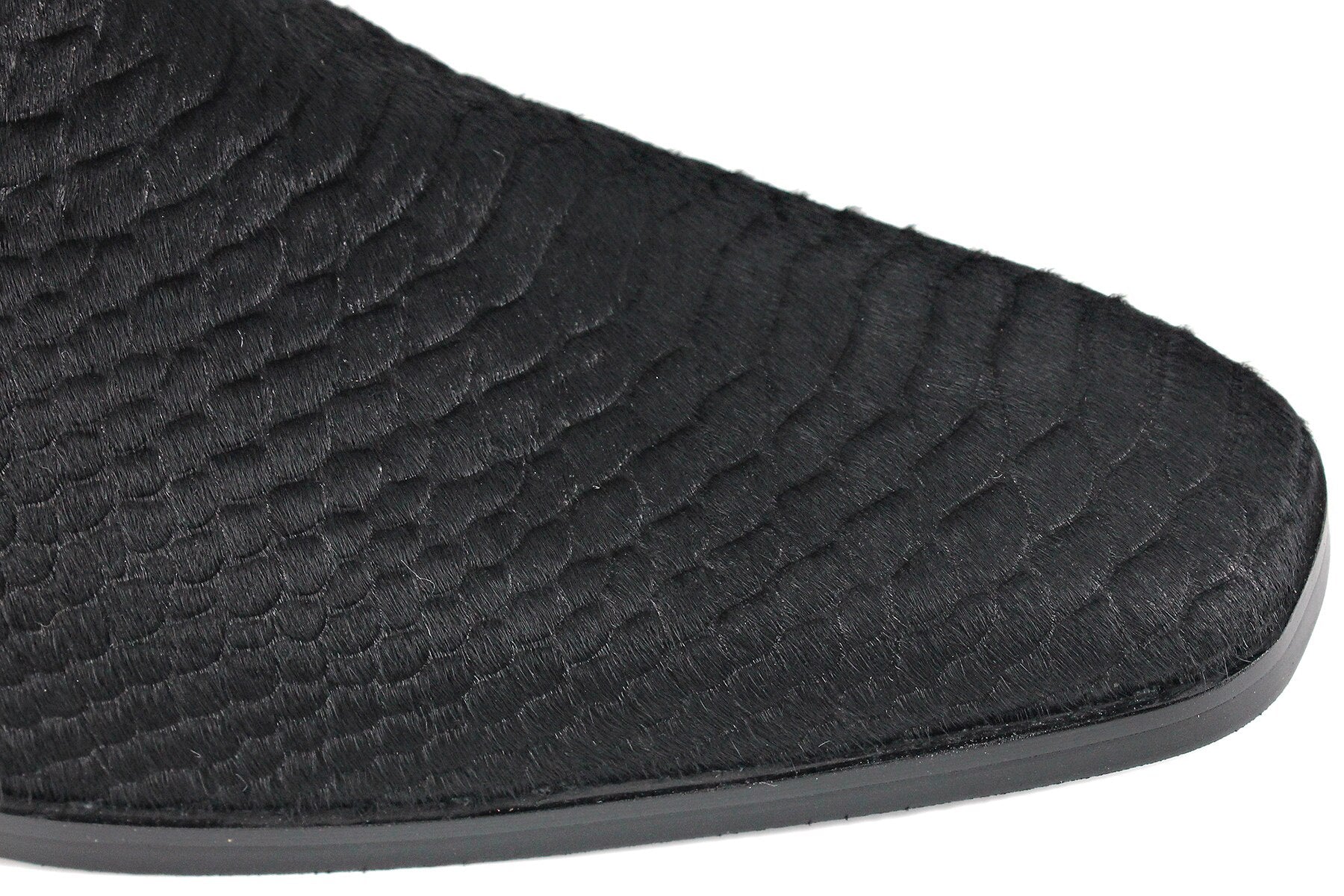 Horse Leather Crocodilian Print Horse Hair Heel Chelsea Boots