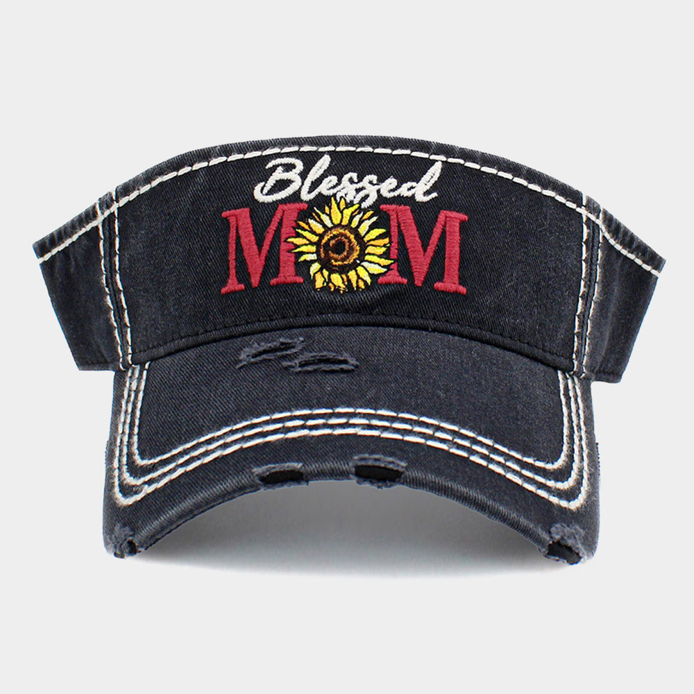 Blessed Mom Sunflower Vintage Visor Hat