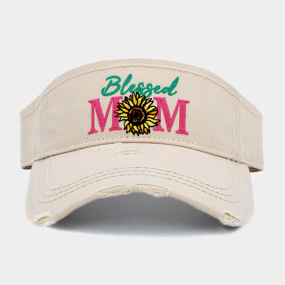 Blessed Mom Sunflower Vintage Visor Hat