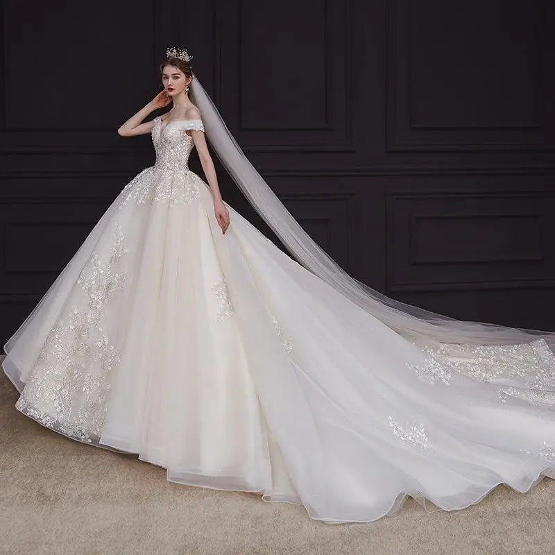 Elegant Off The Shoulder Wedding Gown EDW469