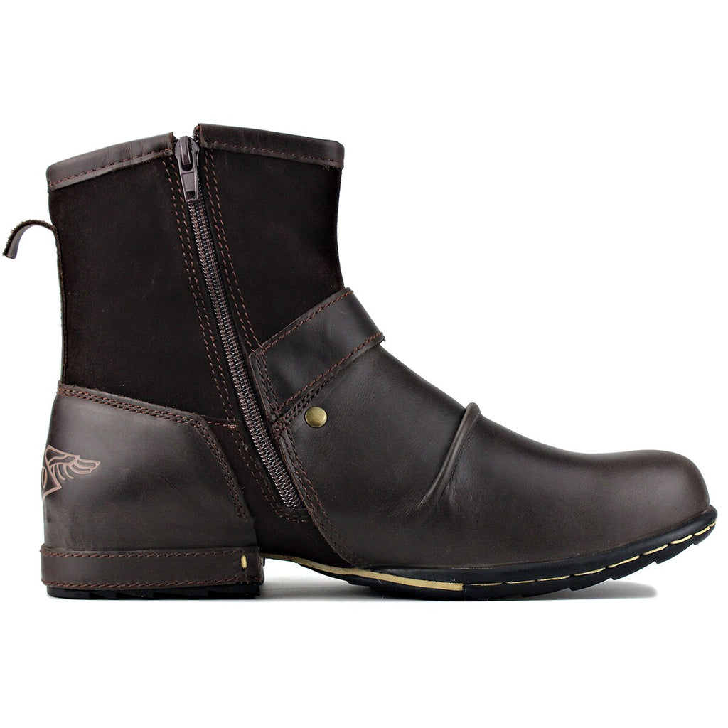 OSSTONE Men's Genuine Leathe Ankle Boots 5008-1-Dbrown