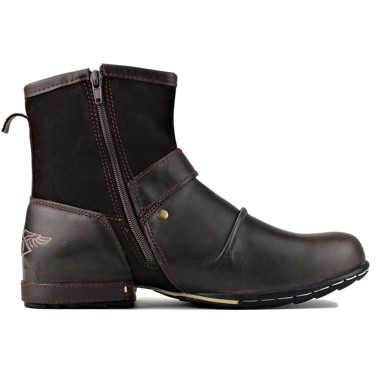 OSSTONE Men's Genuine Leathe Ankle Boots 5008-1-Dbrown