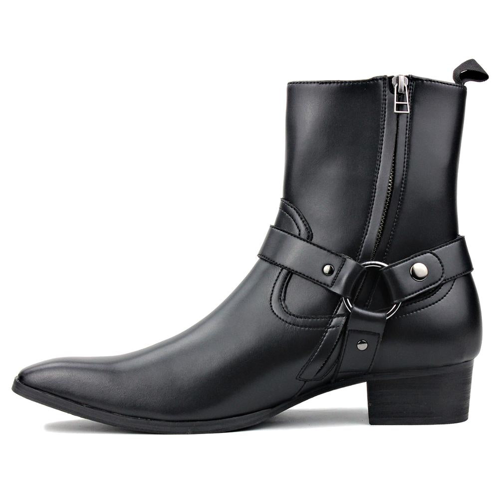 Leather High Heel Dress Chelsea Boots