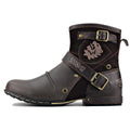 OSSTONE Men's Genuine Leathe Ankle Boots 5008-1-Dbrown