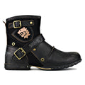 OSSTONE Men's Leather Ankle Boots-Black