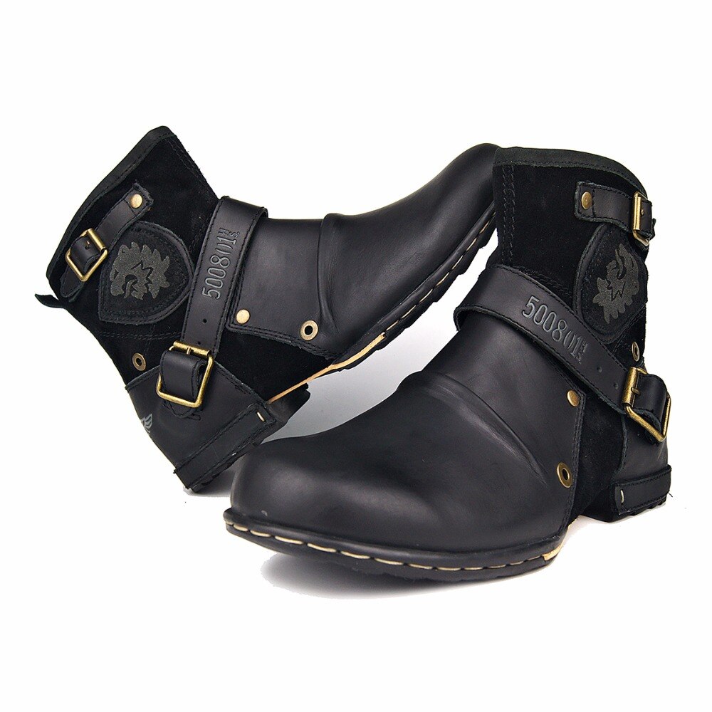 OSSTONE Men's Genuine Cow Leather Ankle Boots 5008-1