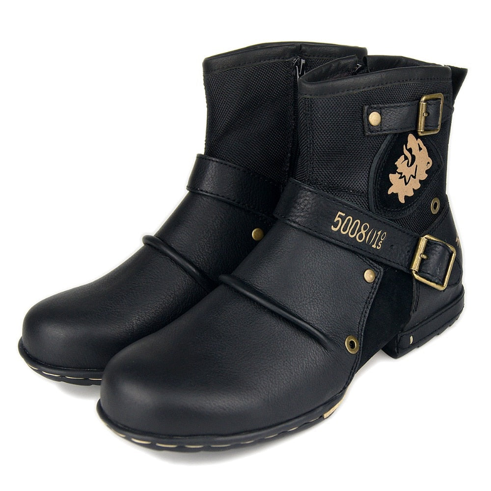 Men's Genuine Leather Ankle Boots-Winter