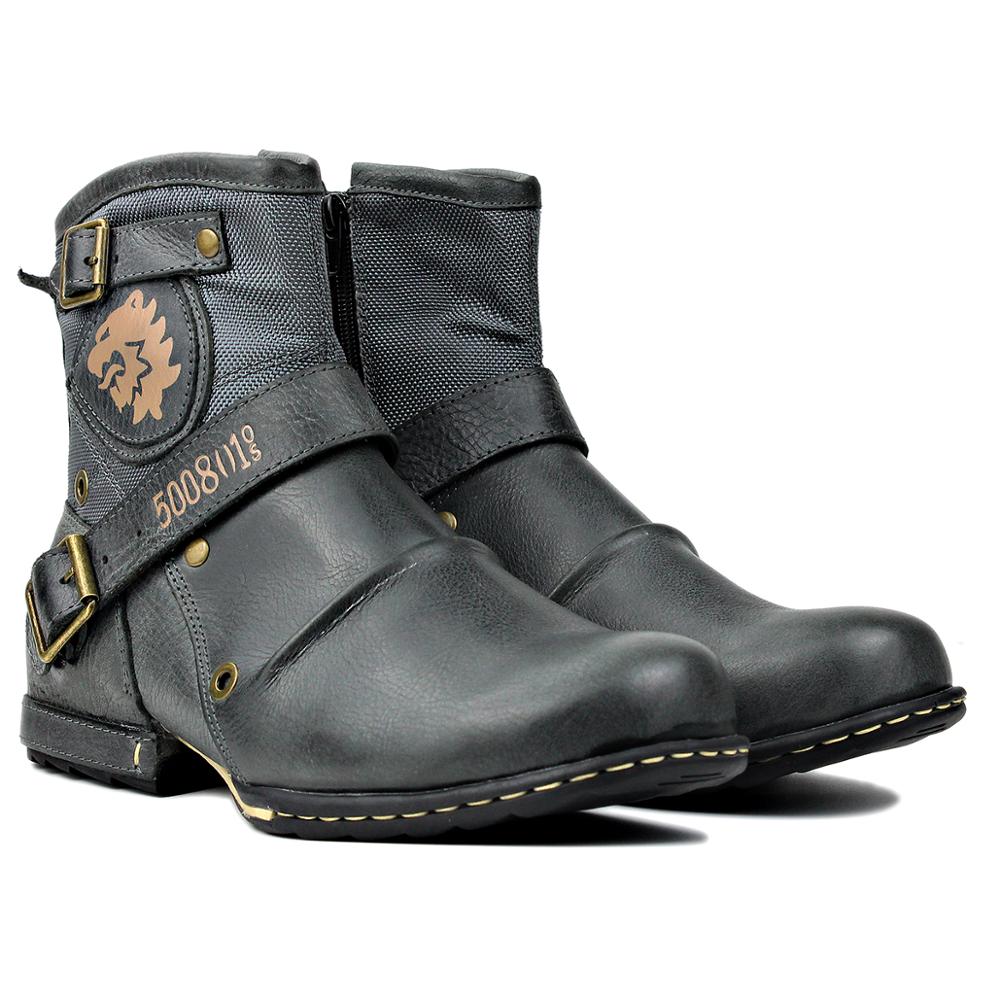 OSSTONE Men's Genuine Leathe Ankle Boots 5008-1-NH
