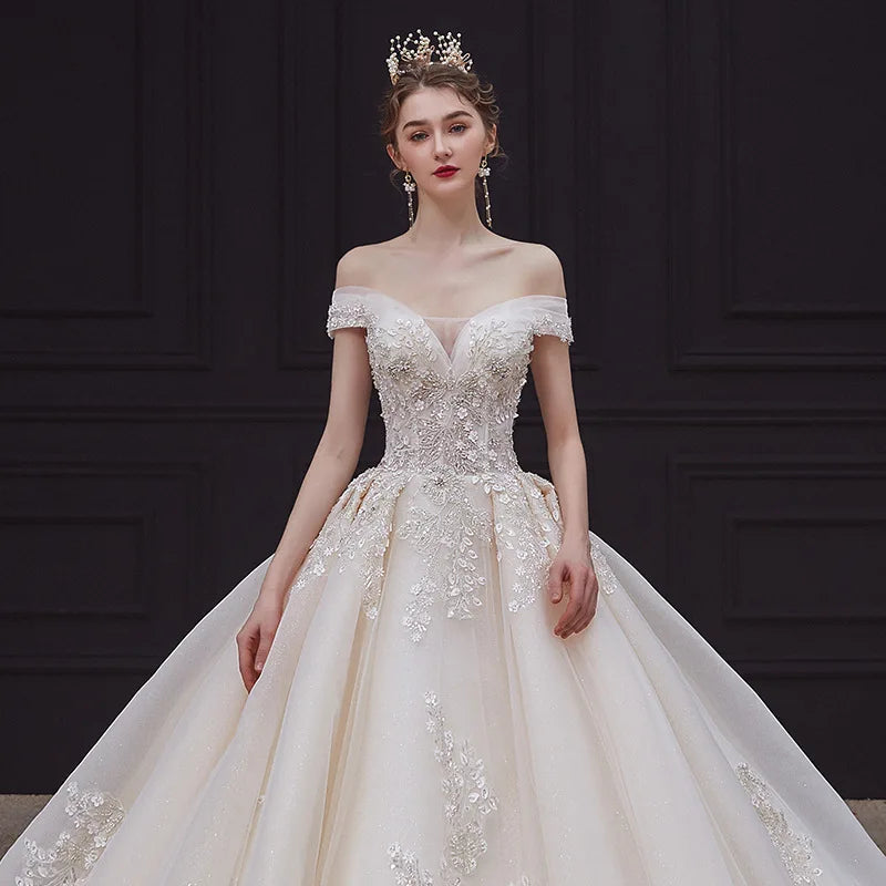 Elegant Off The Shoulder Wedding Gown EDW469
