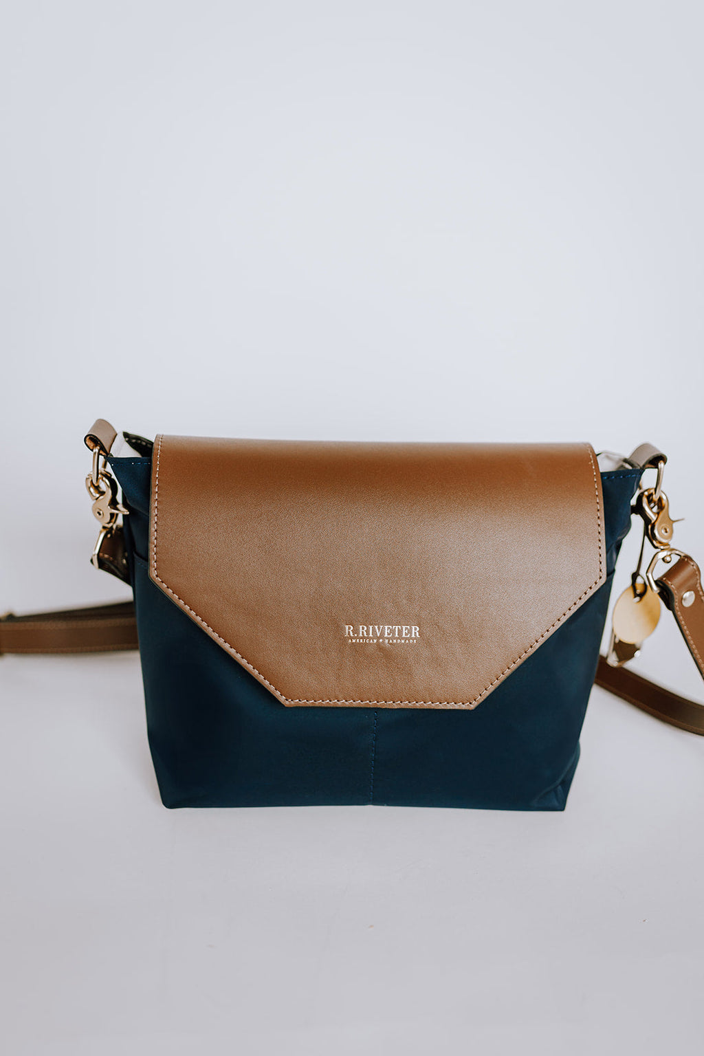 Hobby | Navy Nylon + Brown Leather