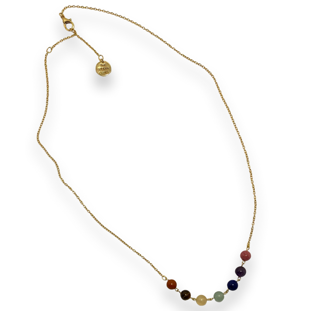 Chakra Balance Necklace with Natural Gemstones and Charm