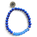 Evil Eye Protection Blue Lava Rock and Frosted Blue Glass Bracelet