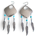 Dream Catcher Earrings with Turquoise Accents and Feathers by The Urban Charm
