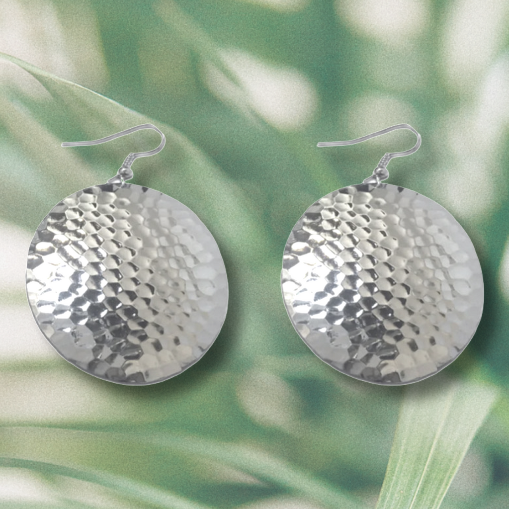 Gold Hammered Circle Earrings