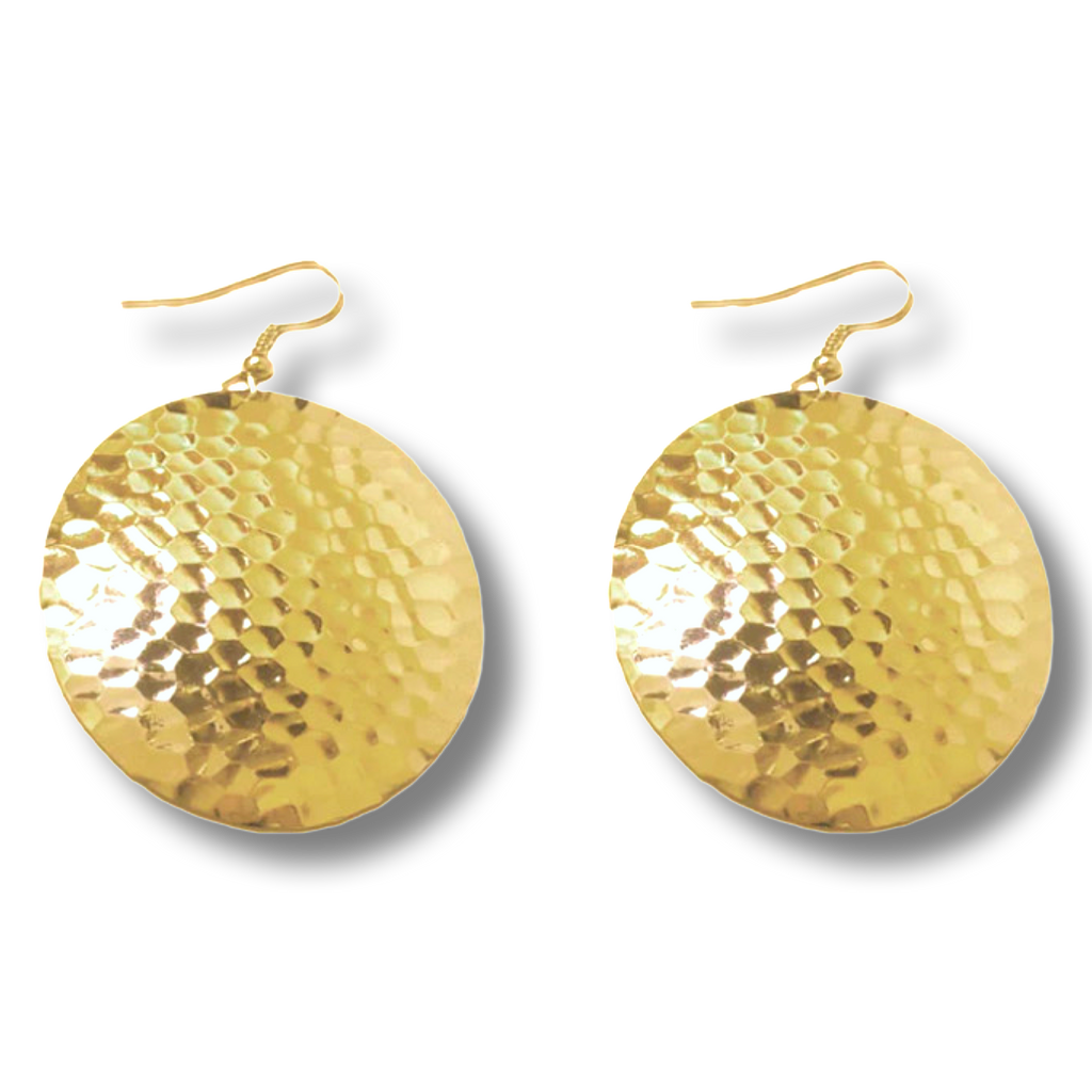 Gold Hammered Circle Earrings