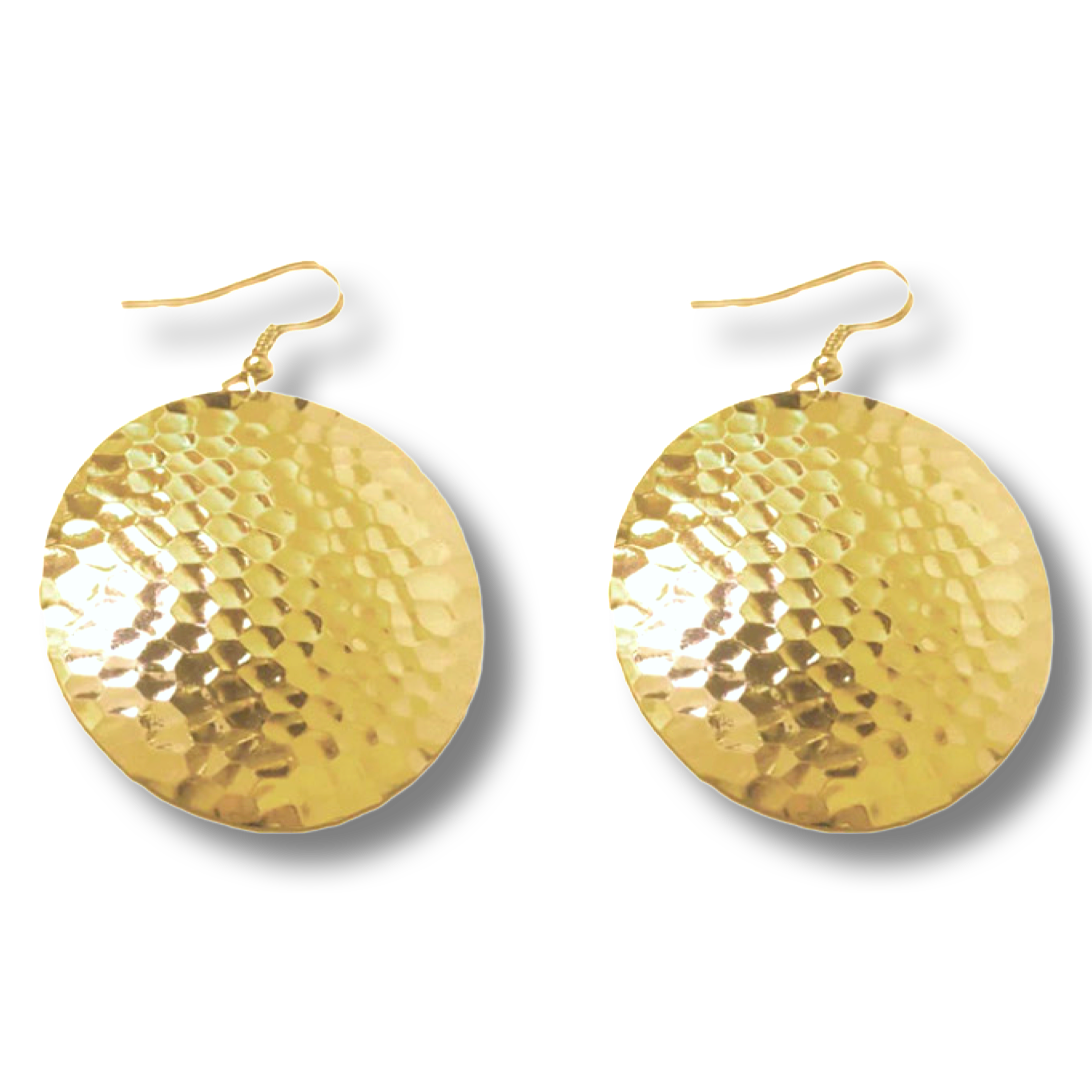 Gold Hammered Circle Earrings