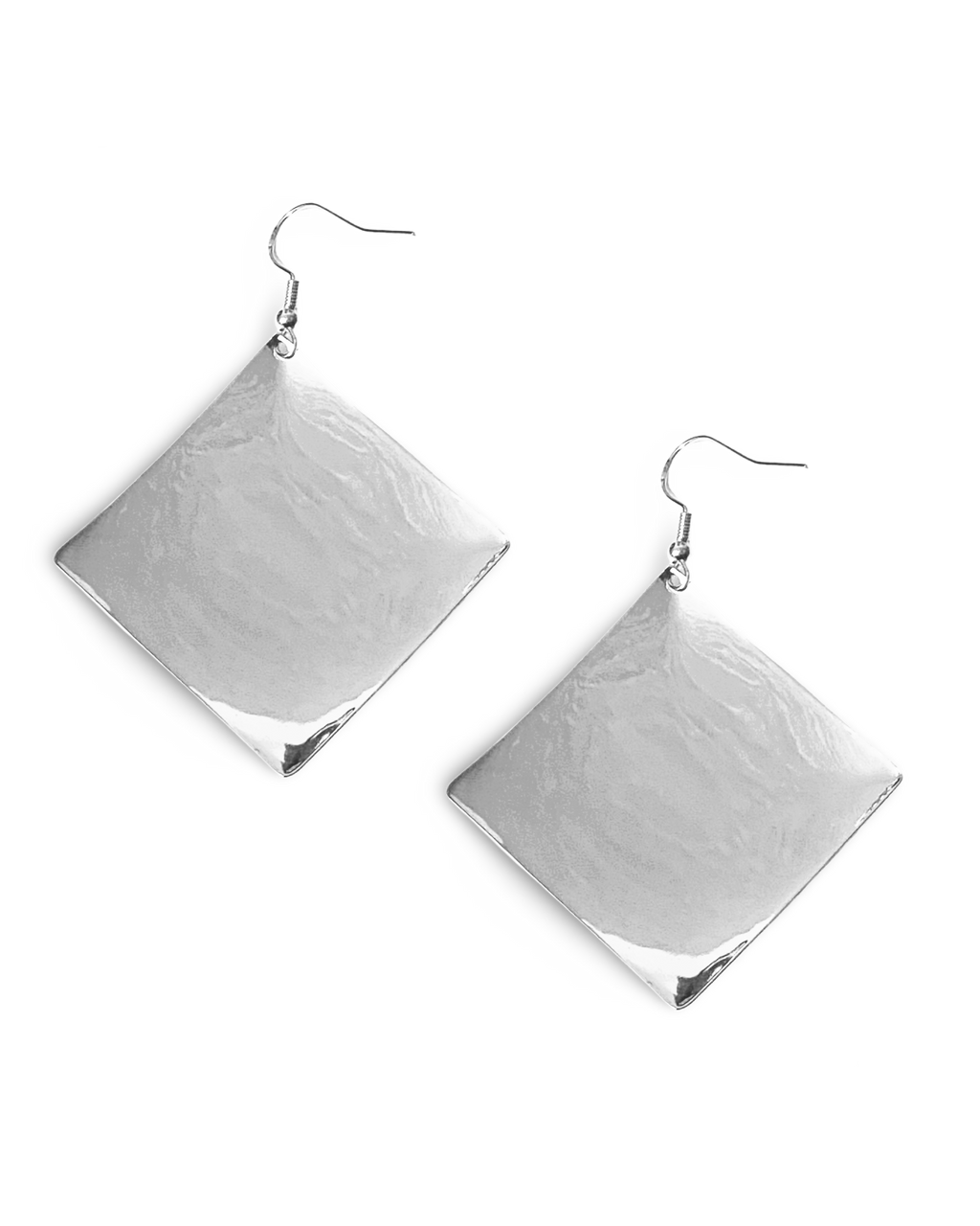 Hammered Diamond Dome Dangle Earrings