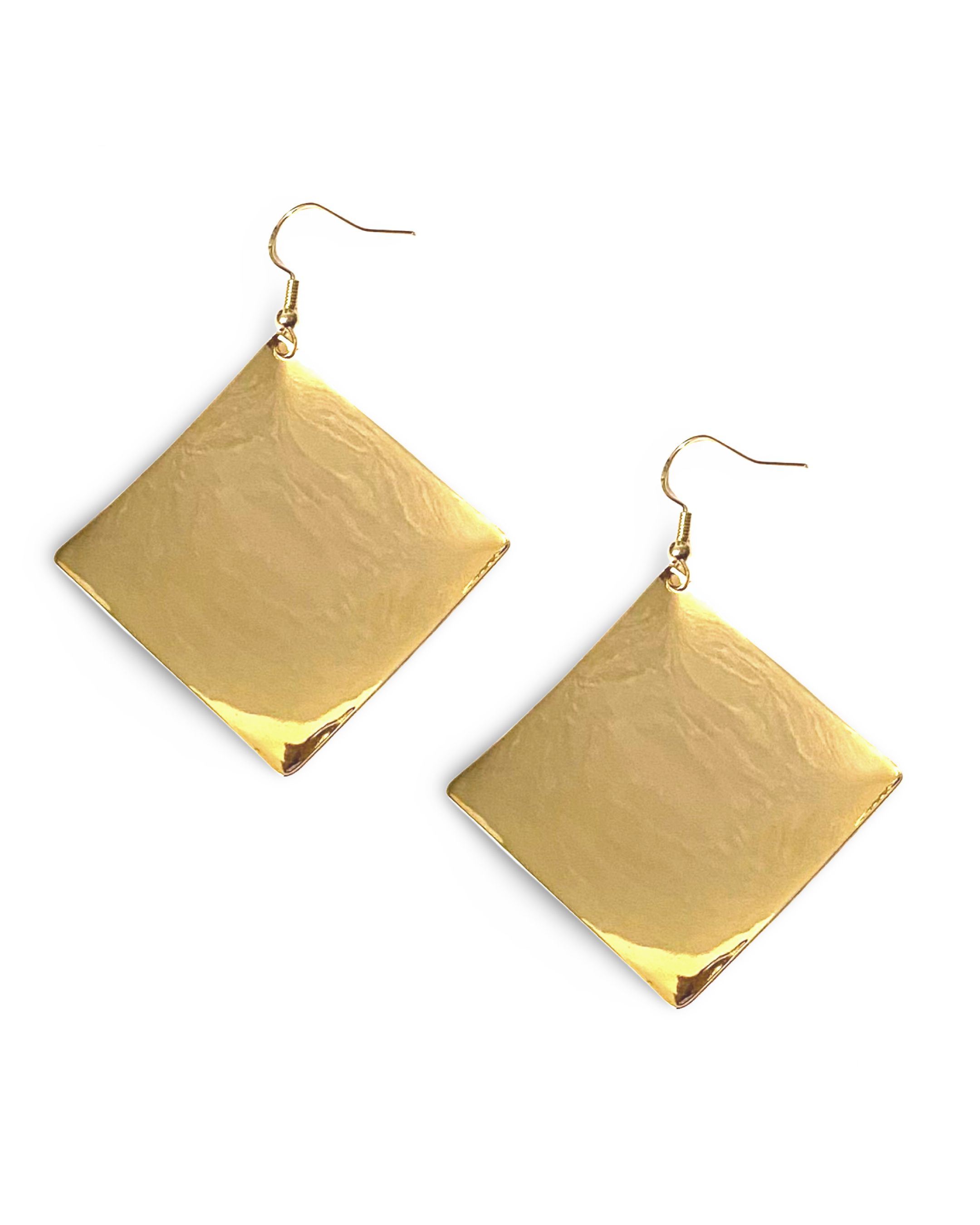 Hammered Diamond Dome Dangle Earrings