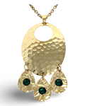 Hammered Chandelier Necklace with Emerald Crystals