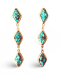 Natural Turquoise and Silver Tier Drop Earrings by The Urban Charm