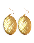 Hammered Oval Domed Dangle Earrings