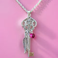 Skeleton Key Necklace with Pink Tiger’s Eye