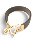 Distressed Gray Leather Color Band Bracelet by The Urban Charm