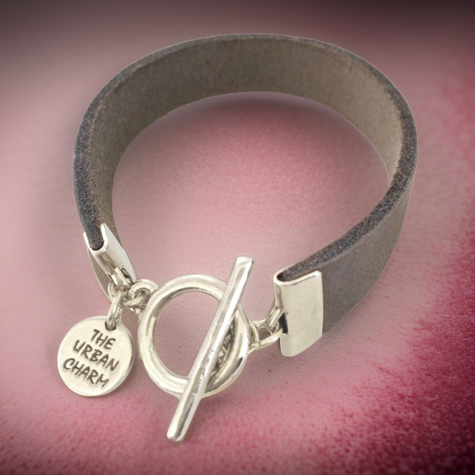 Distressed Gray Leather Color Band Bracelet by The Urban Charm