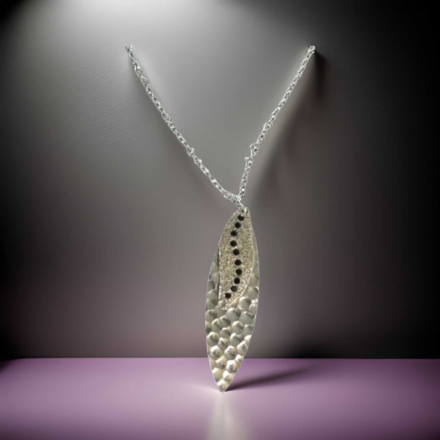 Gold Navette Sun Rays Silver Necklace