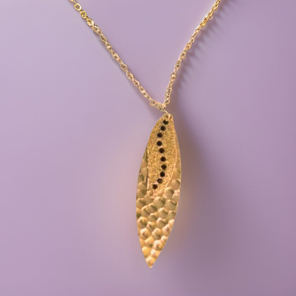 Gold Navette Sun Rays Silver Necklace