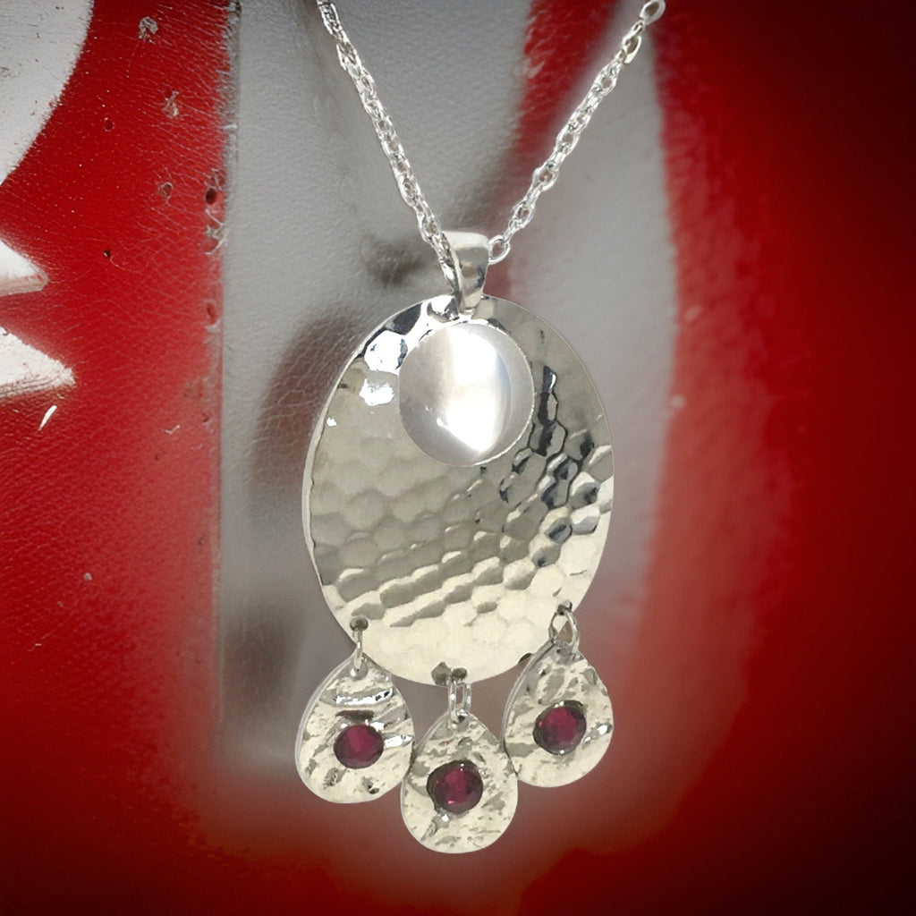 Hammered Ruby Chandelier Necklace