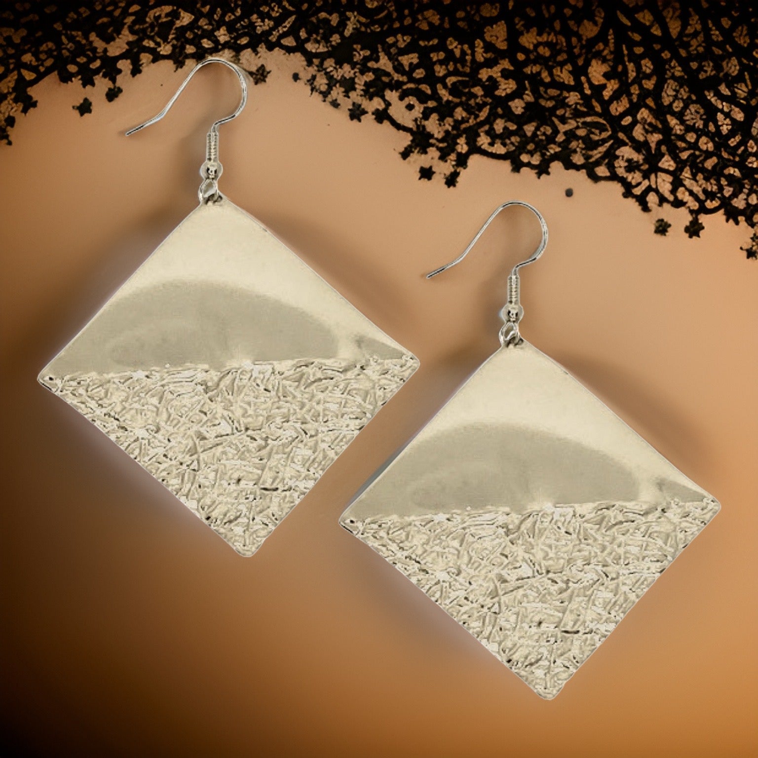 Diamond Shaped Textured Tulum Earrings by The Urban Charm