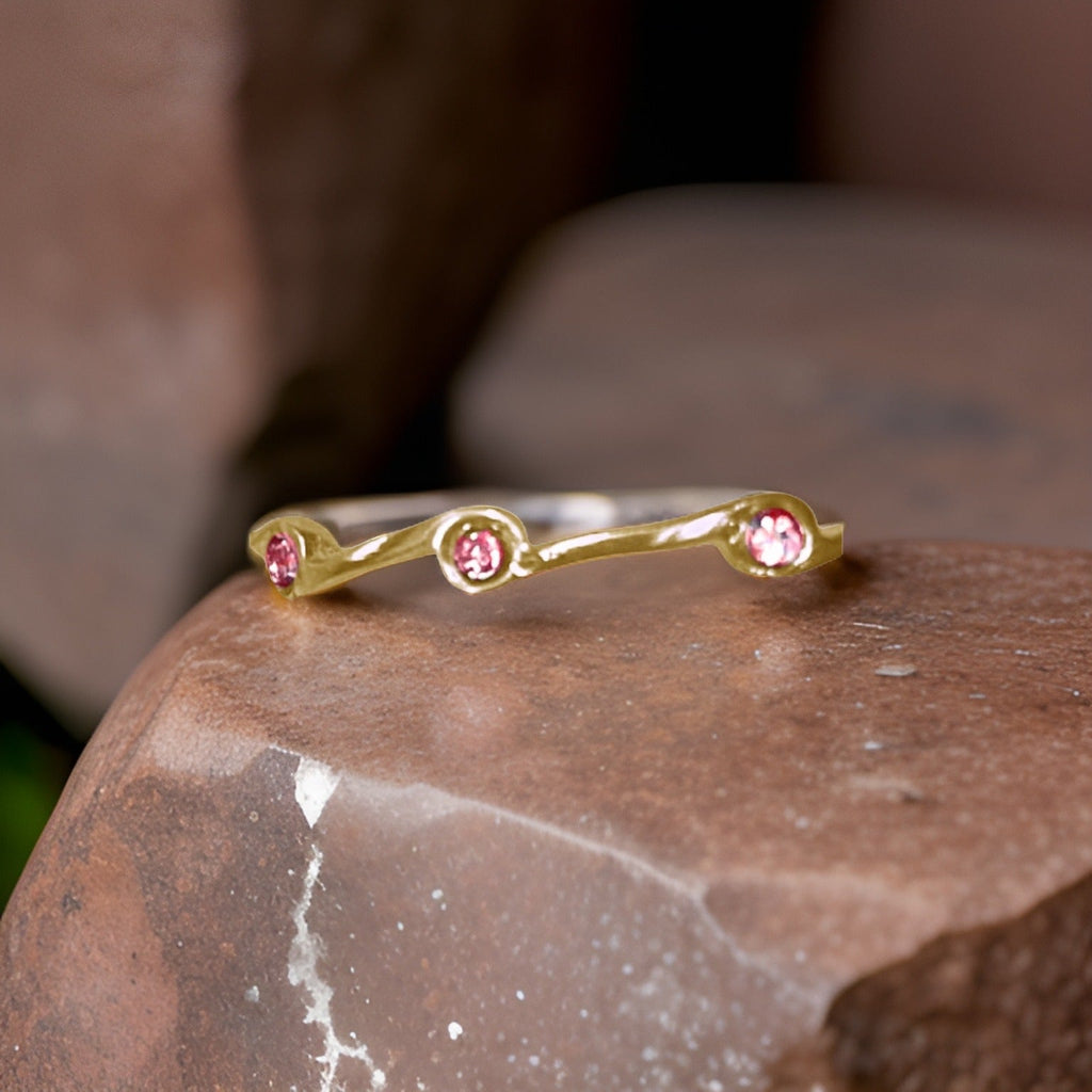 Pink Tourmaline Birthstone Stacker Ring