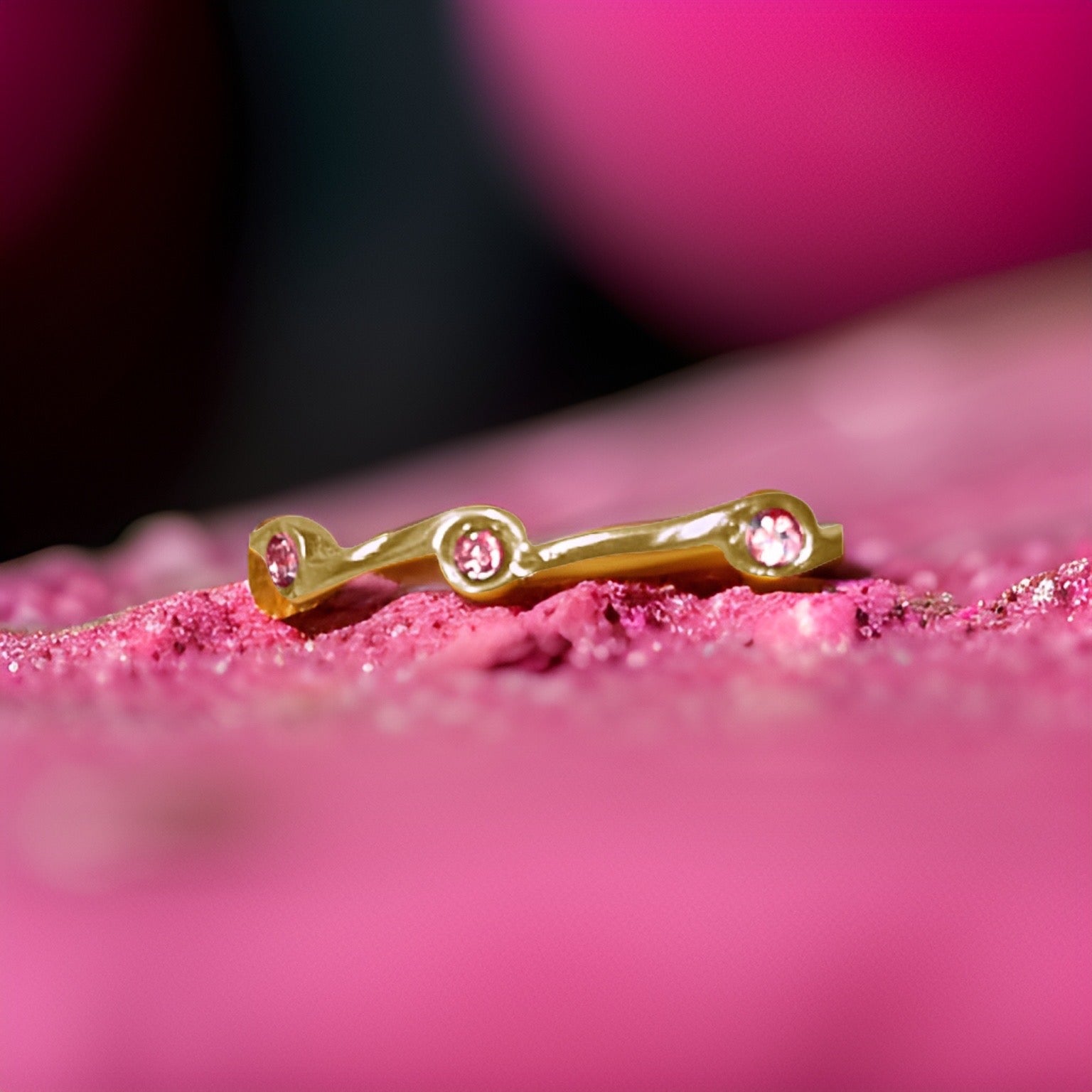 Pink Tourmaline Birthstone Stacker Ring