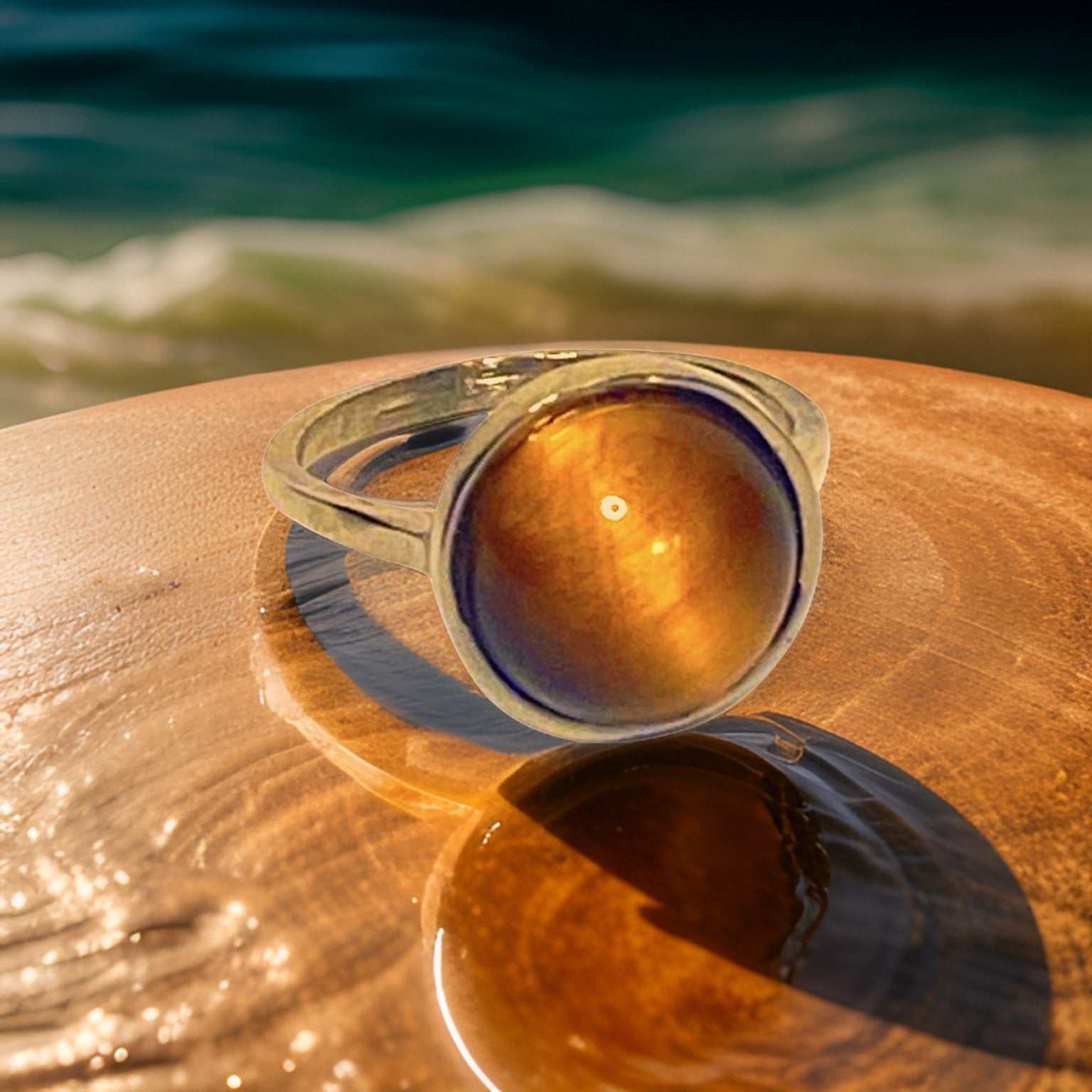 Tiger’s Eye Gemstone Round Ring