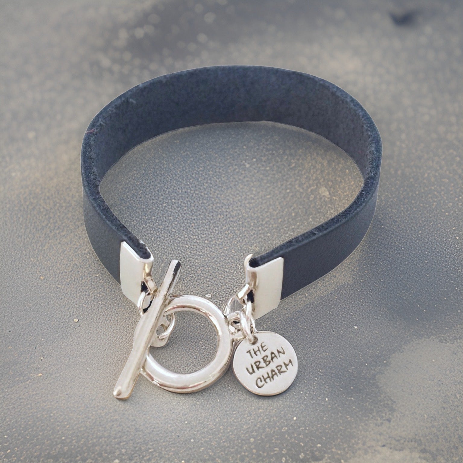 Navy Leather Color Band Bracelet