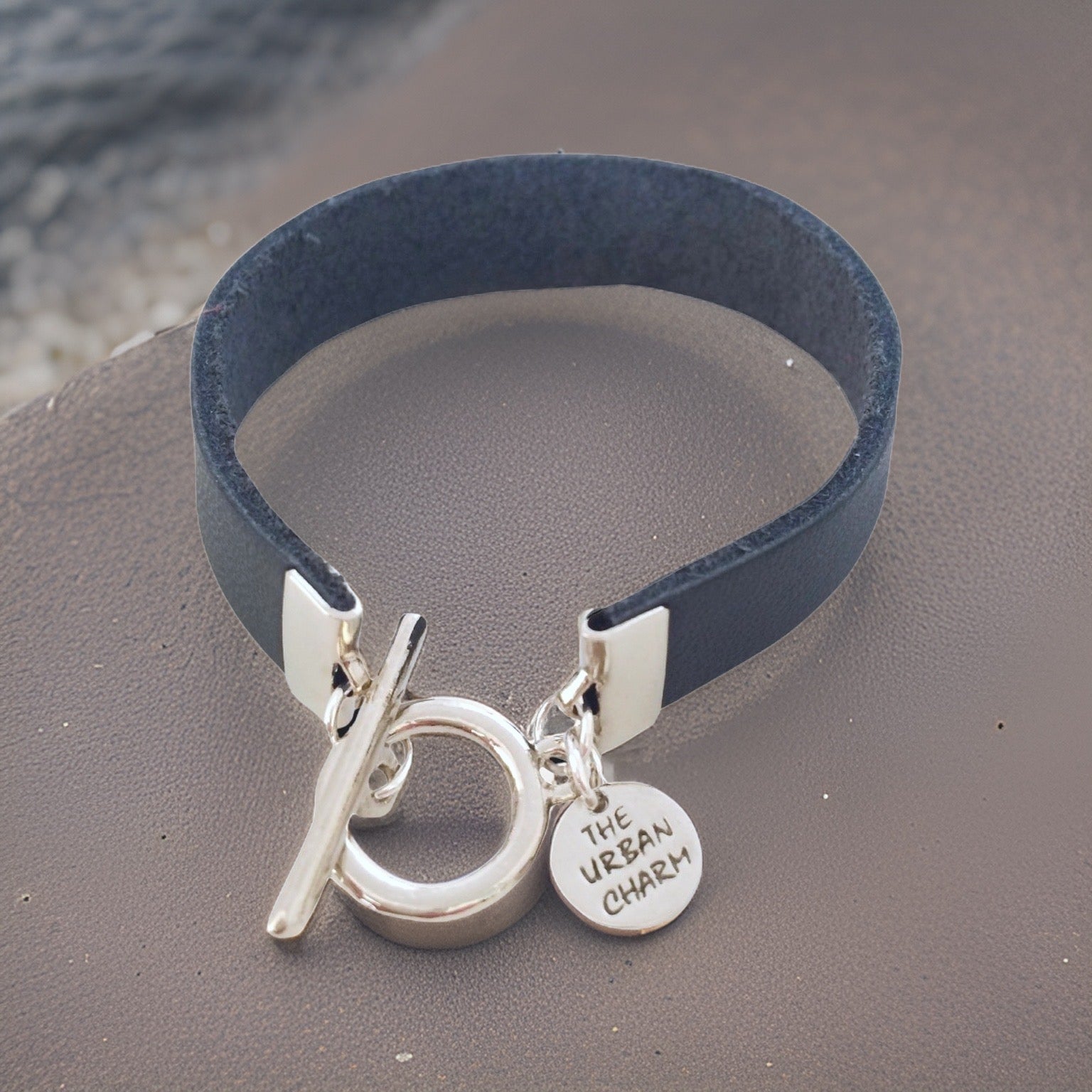 Navy Leather Color Band Bracelet