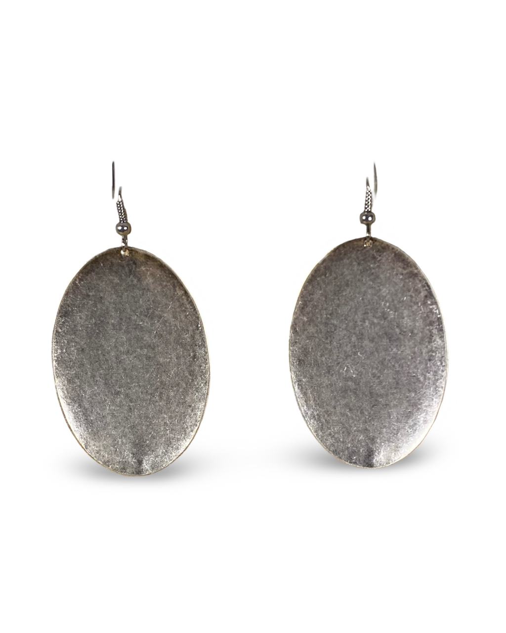 Hammered Oval Domed Dangle Earrings