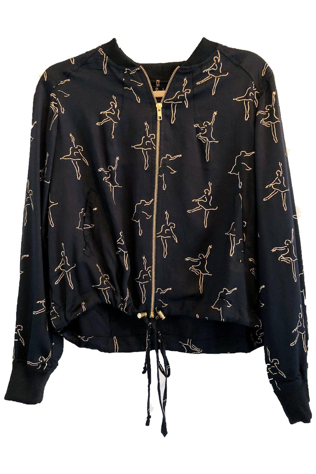 Dancing Ballerina Bomber in Black + Gold