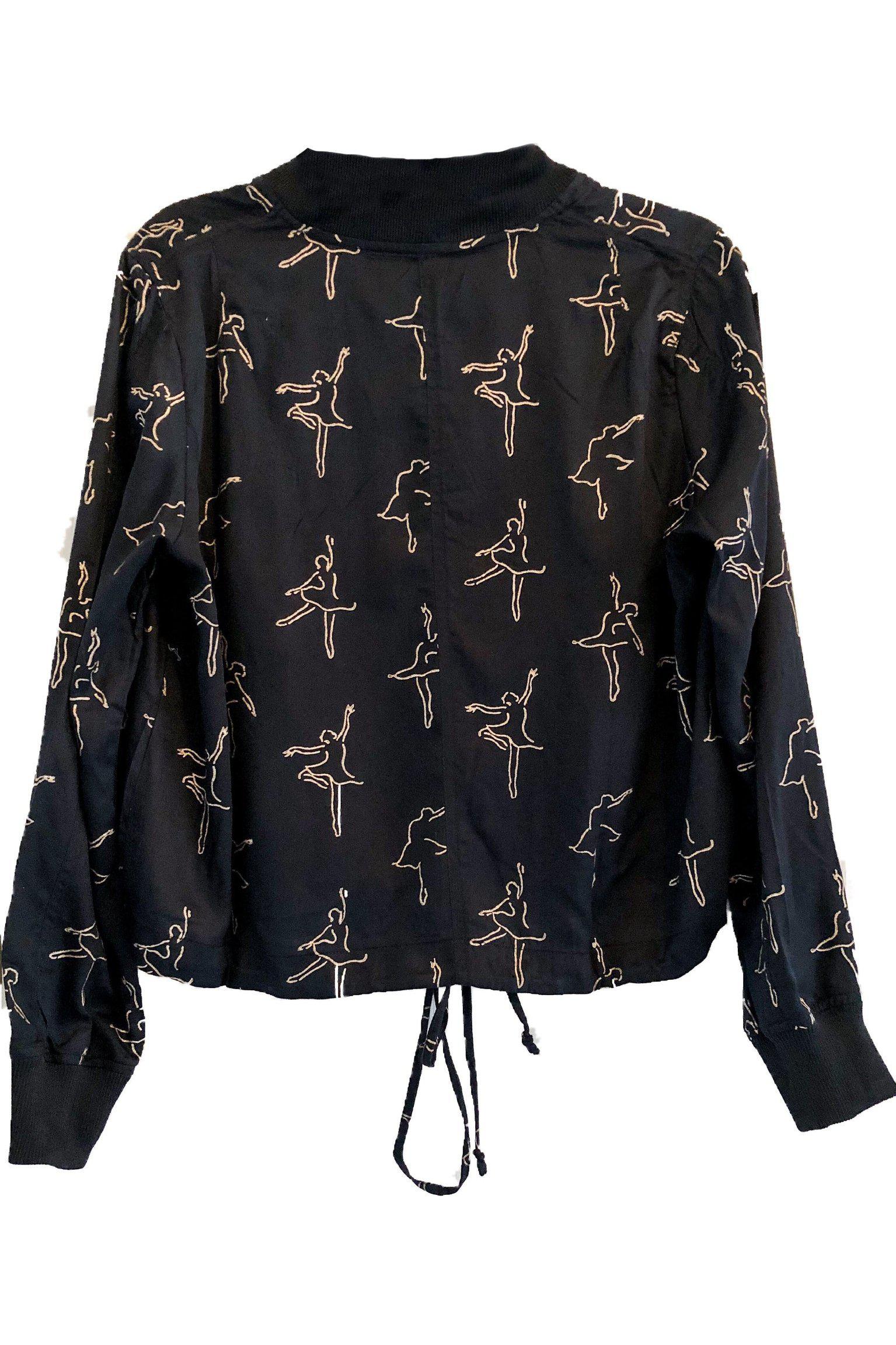 Dancing Ballerina Bomber in Black + Gold