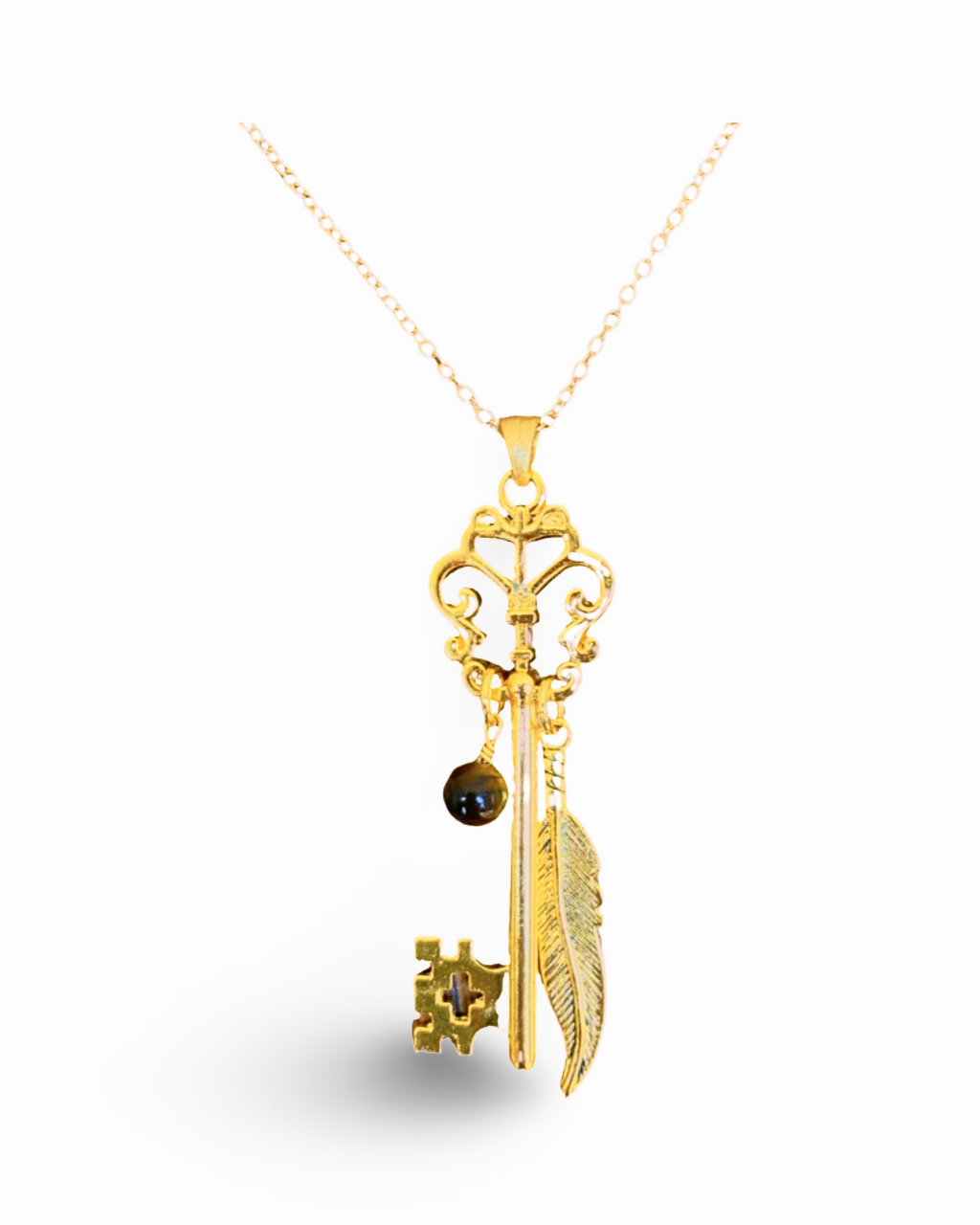 Butterfly Skeleton Key Necklace